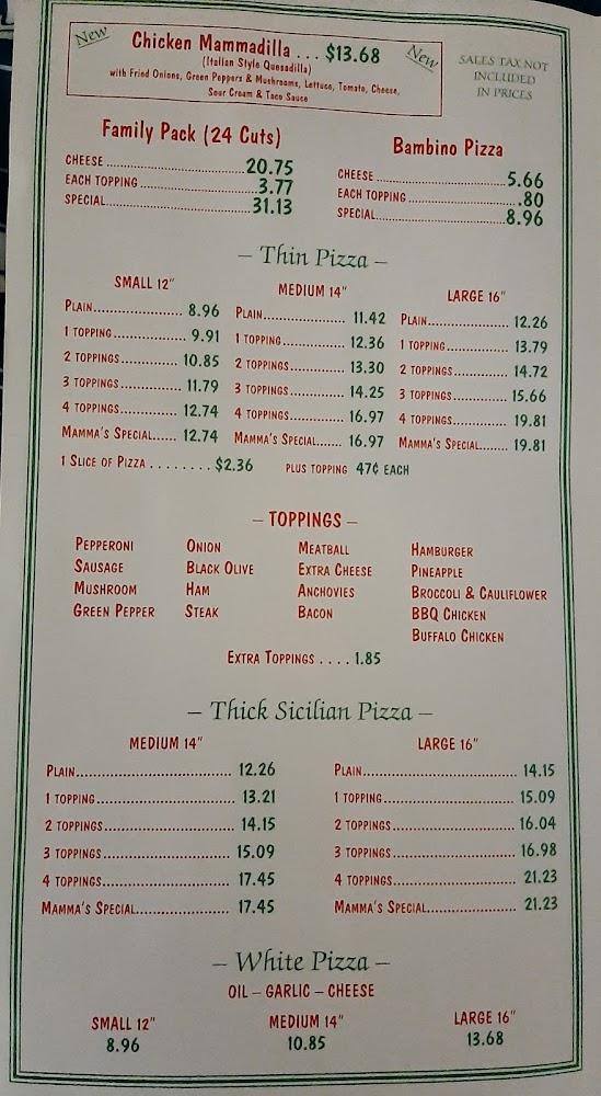 Mamma's Pizza & Restaurant Menu image 3
